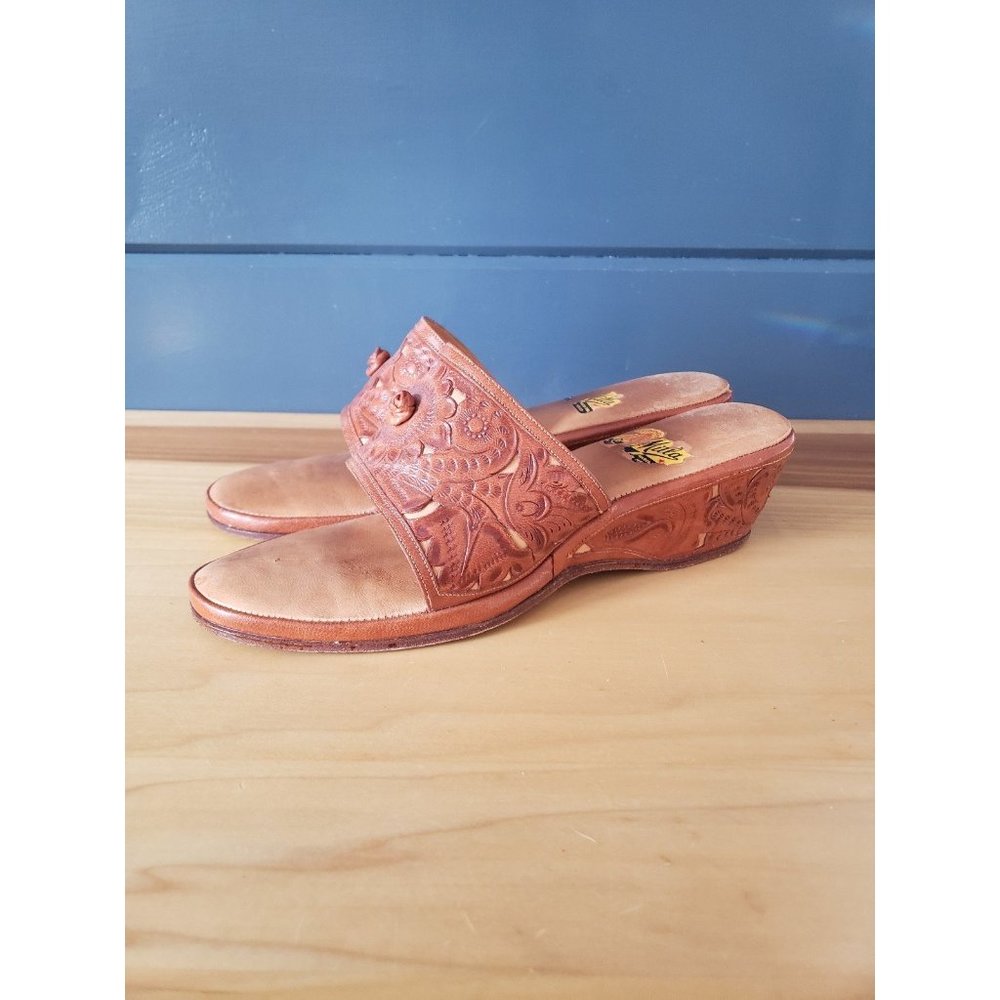 70s Leather‎ Wedge Sandals
